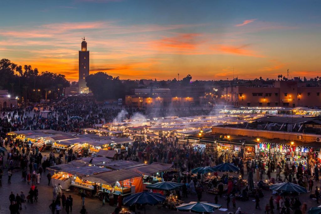 The market in Jamaaa el Fna at dusk