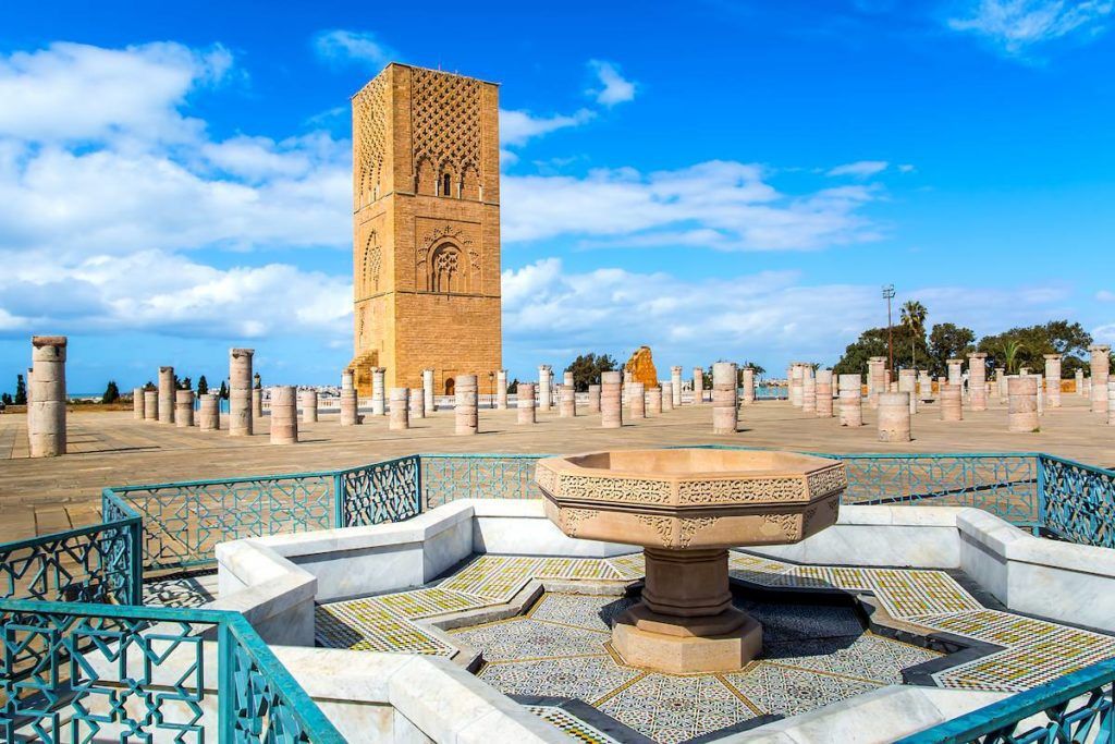 Tower of Hassan in Rabat during daytime with blue sky