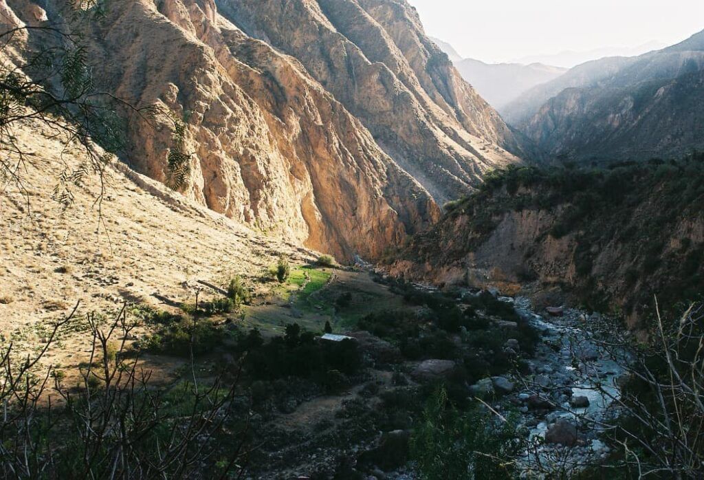 Brown rocks in Peru on a sunny day