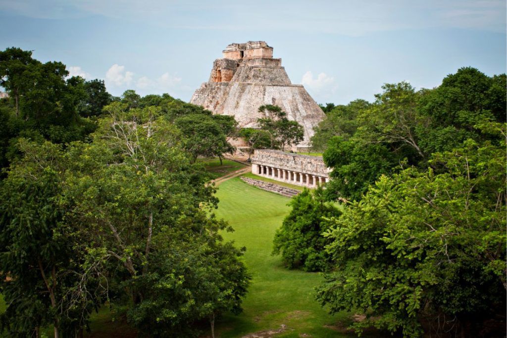 Ancient ruins of Palenque surrended by nature