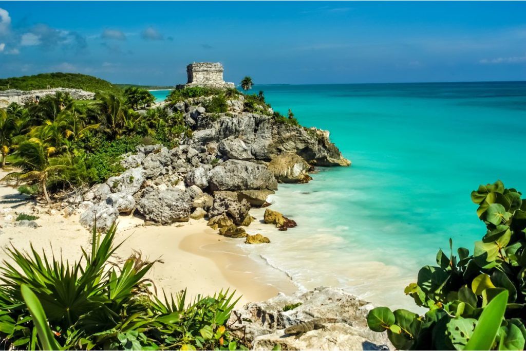 view of Tulum beach with its crystalclear water