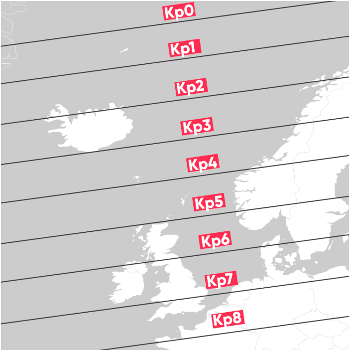 A clear map of kilopascal to measure the northern lights