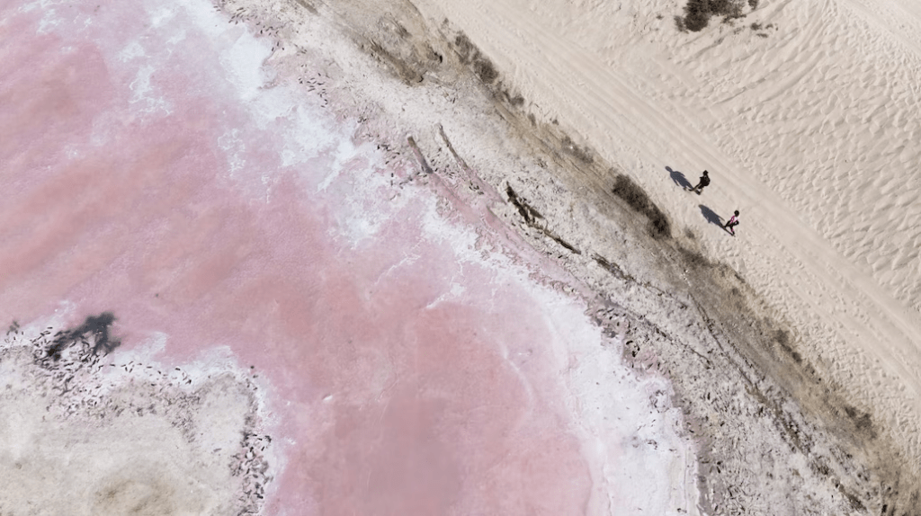 The pink waters of Pink Lake