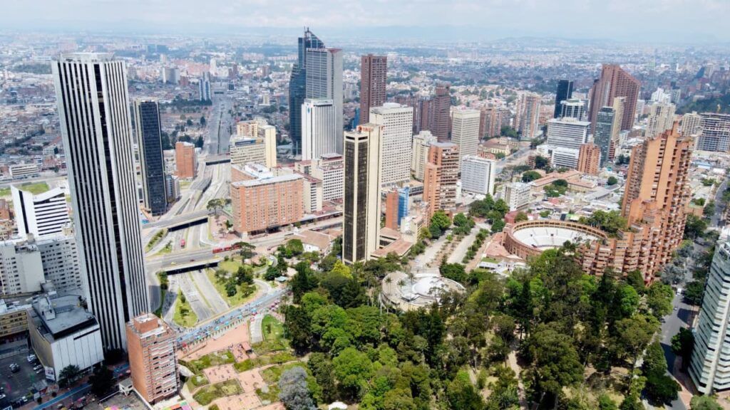 Downtown Bogotà view from above on a sunny day