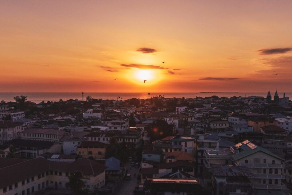 Stone Town at sunset is one of the places to visit in Zanzibar
