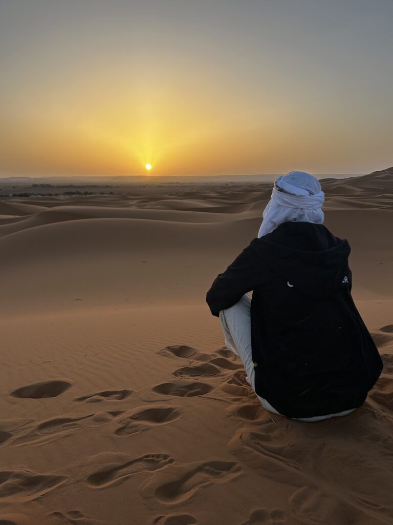 Single person watching the sunset.