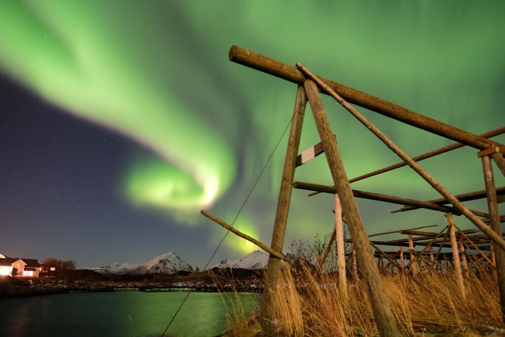 Aurora Borealis above the sky of Lofoten, Norway.