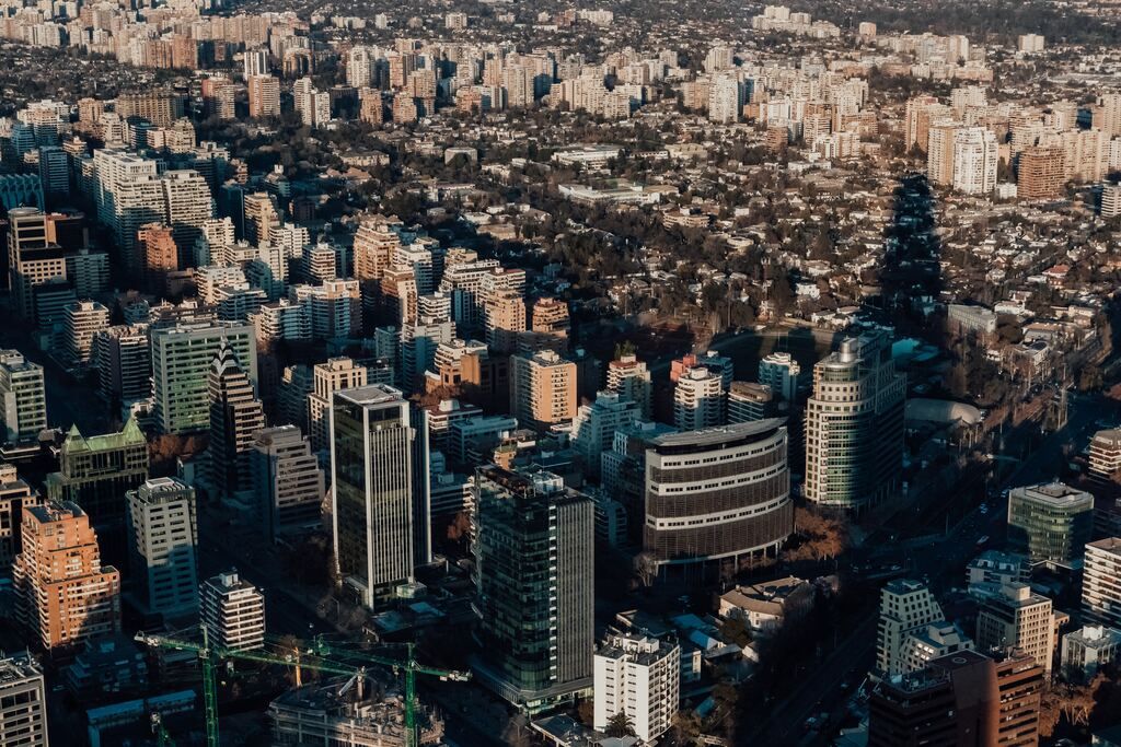 Aerial photo of city buildings