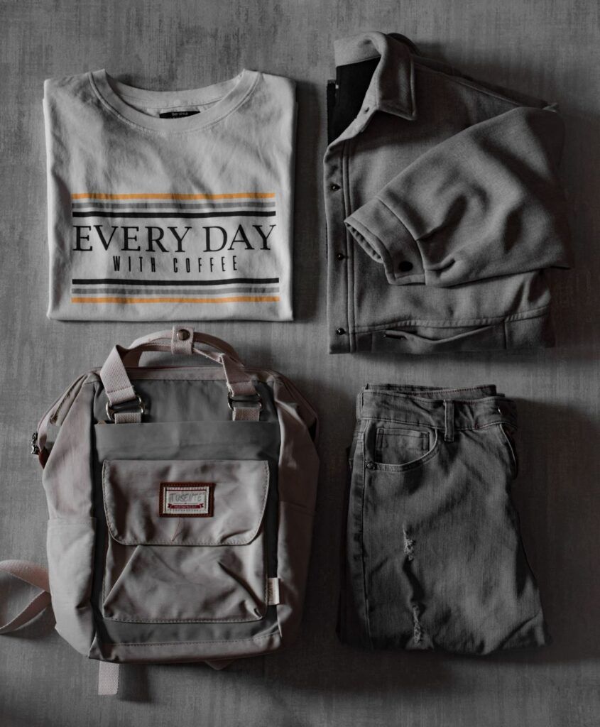 backpack with clothes