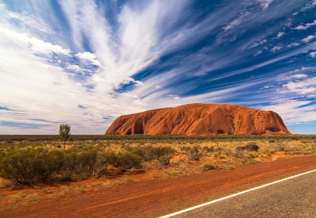 Mountain landscape photograph under blue sky.