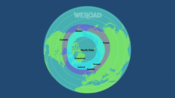 A GIF of the auroral oval that shows how it moves in northern hemisphere