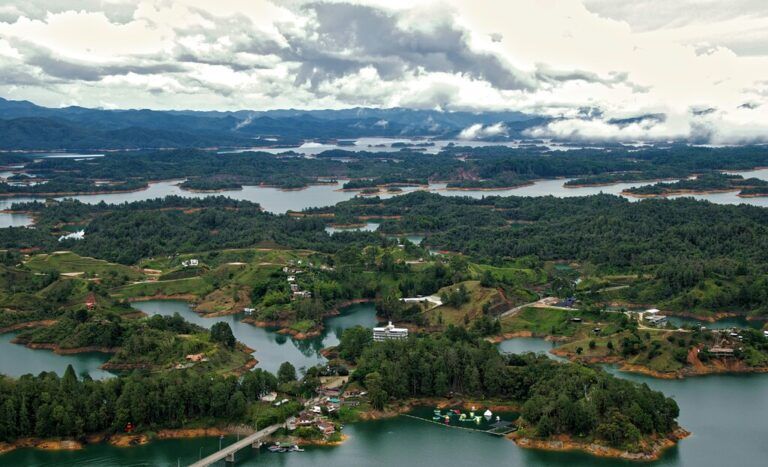 Panoramic view of Guatapé Reservoir in Colombia