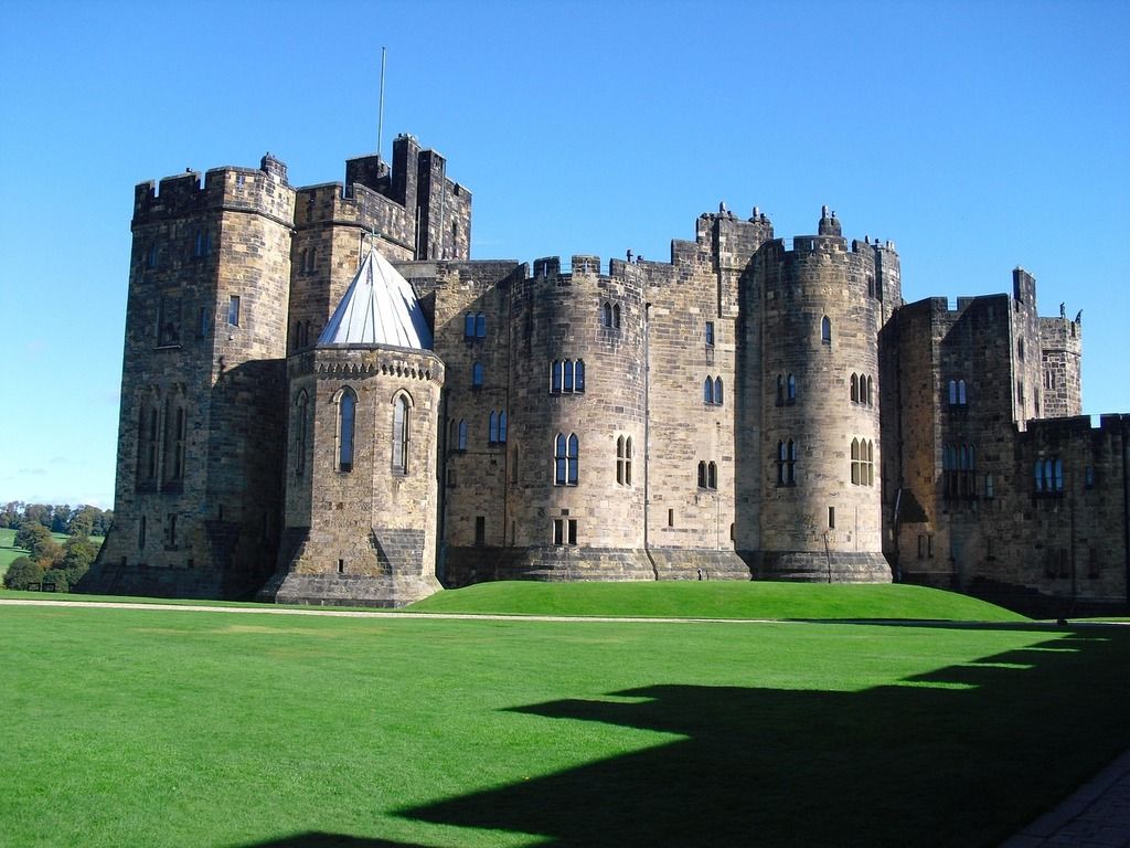 View of Alnwick Castle, a medieval fortress in Northumberland, England
