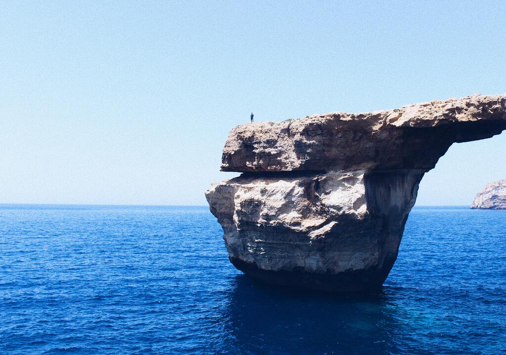 Azure Window, natural rock arch on Gozo island, Malta