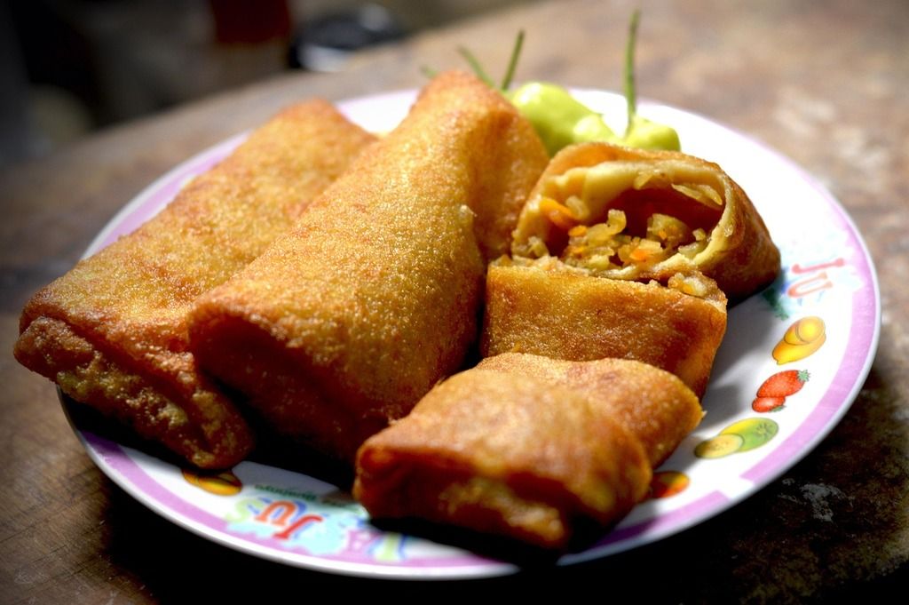 Lumpiang Shanghai, Filipino fried spring rolls with a savory filling