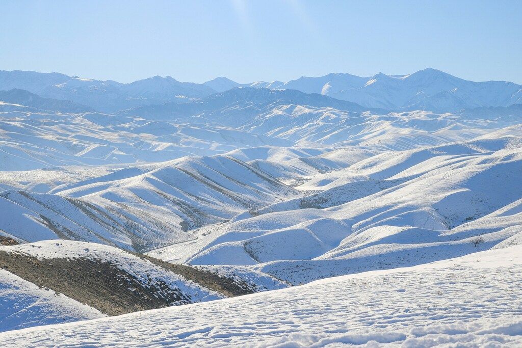 Snow-covered mountain landscape in Uzbekistan