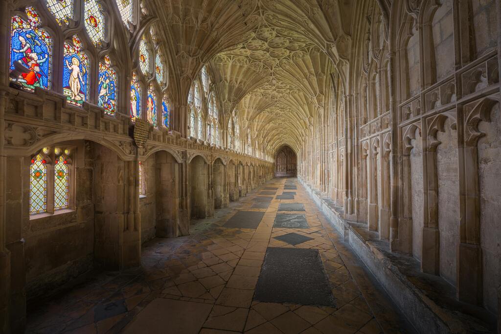 Cloisters of Gloucester Cathedral, filming location for Hogwarts corridors