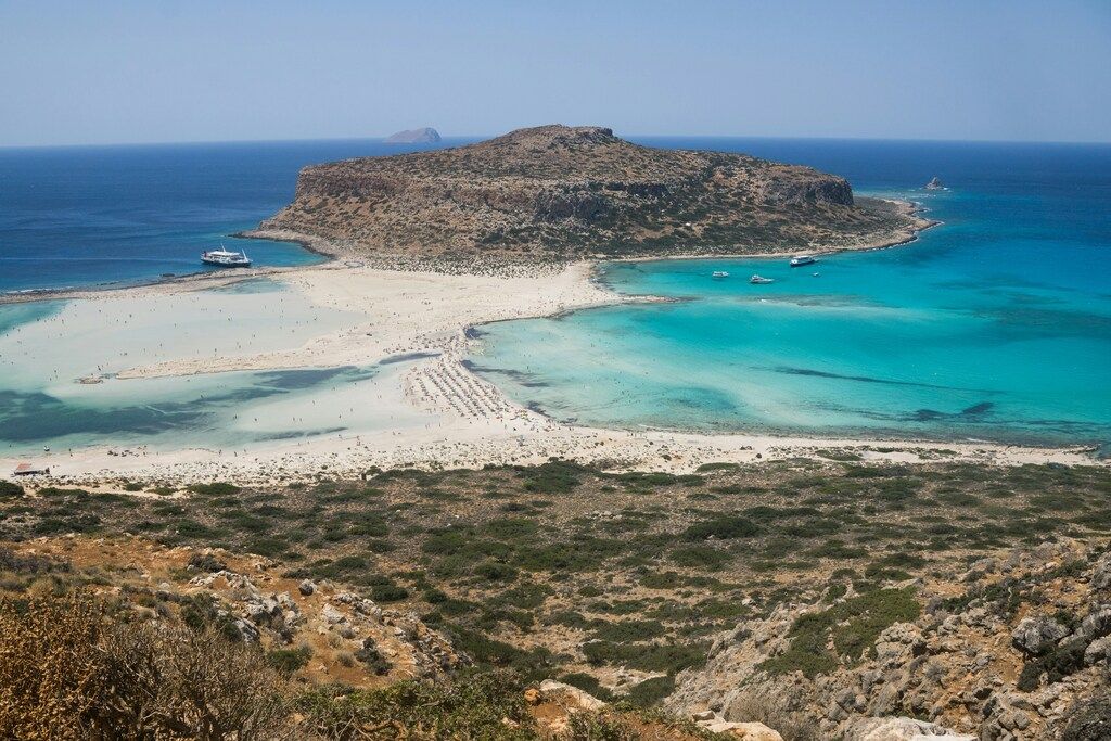 Balos Lagoon, situated on the north-west side of Crete, Greece