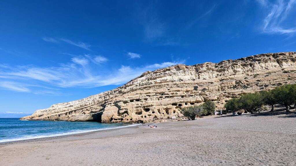 Matala Beach, on the southern coast of Crete