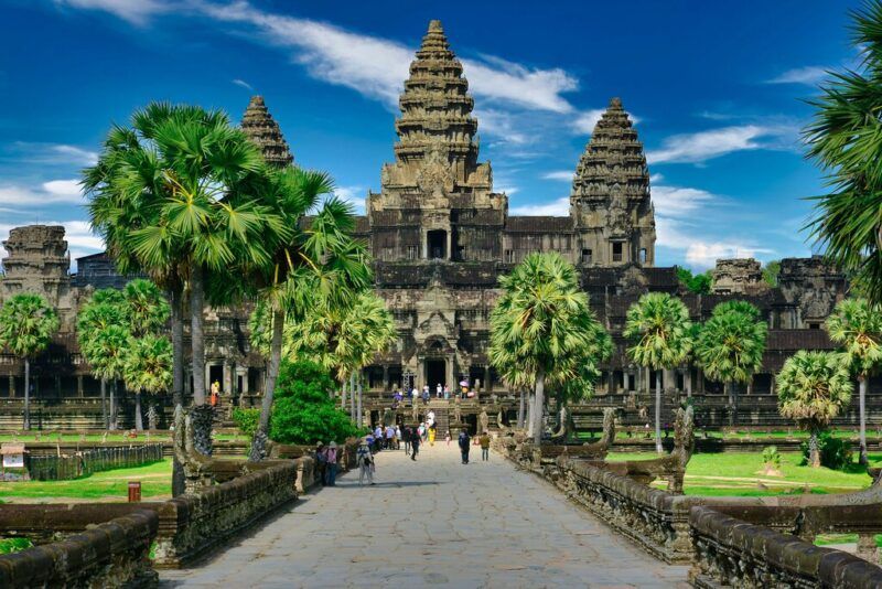 Angkor Wat, in Cambodia, is a must-visit on Southeast Asia backpacking itineraries