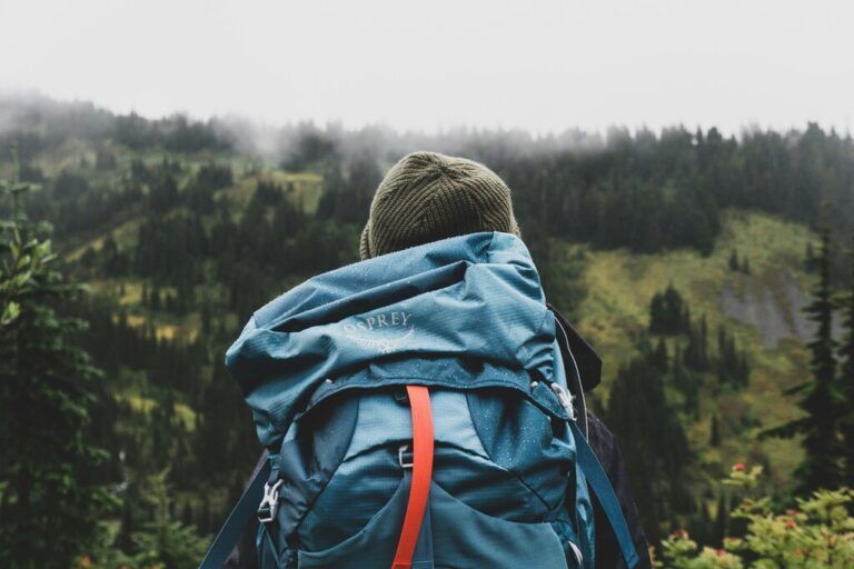 Man backpacking Discovering the world.