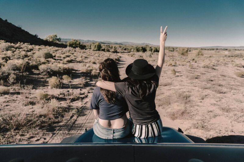 Two girls in travel.